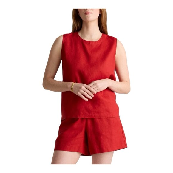 Quince 100% European Linen Tank Chile Red Size Small Classic Quiet Luxury NWT - Picture 1 of 10
